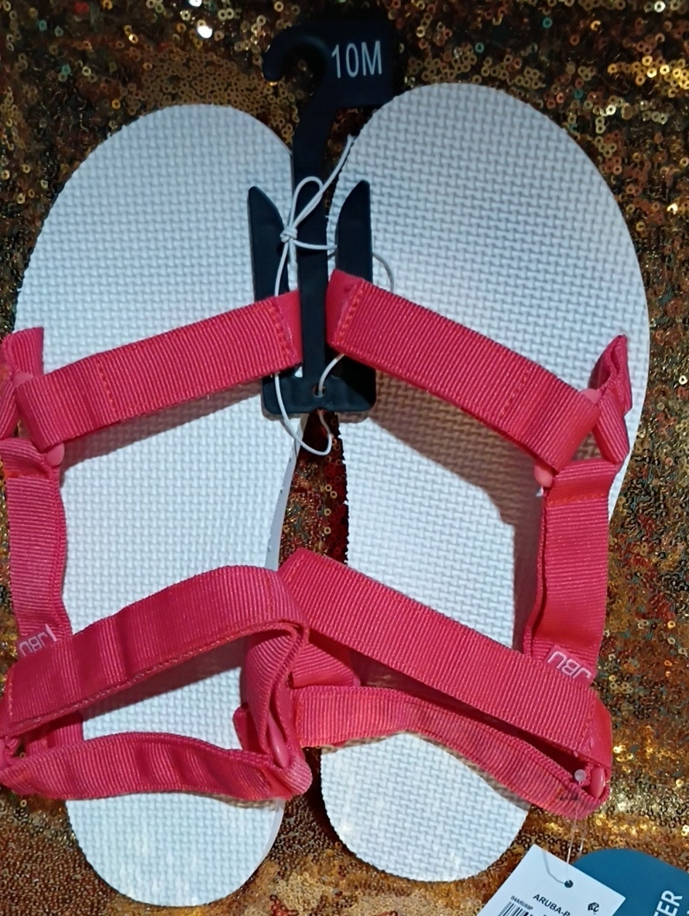 JBU Women's Sandals White Footbed with Pink Straps